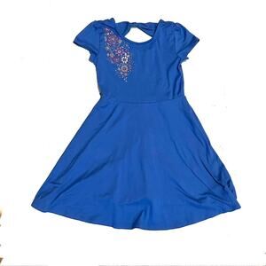 Epic Threads Blue A-LineGlitter Flower Stretch Dress Girls Size S Small